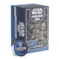 A box of Bones Cups named Beskar Brew with a Bones Cup beside it. It is blondie brownie flavored, and on the art it shows the Mandalorian holding Grogu.