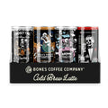 A 12-pack of cold brew lattes. Inside the pack are four different types of cold brew lattes named S'morey Time, Holy Cannoli, Cookies 'n' Dreams, and Salty Siren.