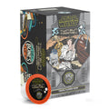 The front of the Bones Coffee Company Twin Sun Tiramisu 12 Count Bones Cups box. Its flavor is tiramisu, and it is inspired by Lucasfilm’s Star Wars. The art shows Luke Skywalker, C3PO, R2D2, and Obi Wan Kenobi on it.
